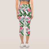 Leggings Capri Flore tropicale recouverte d'Hibiscus rose (Verso)