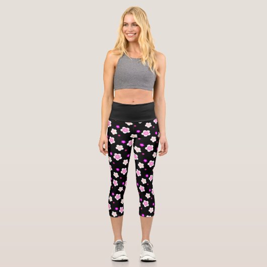 Leggings Capri Flore violette dégradé de printemps moderne motif (Recto)