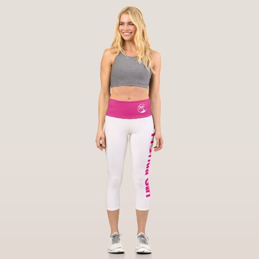 Leggings Capri Florida Girl Blanc & Rose Haut taille Capris (Recto)
