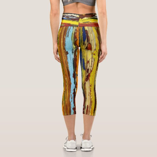 Leggings Capri Flux de peinture verticale Abstraits (Verso)