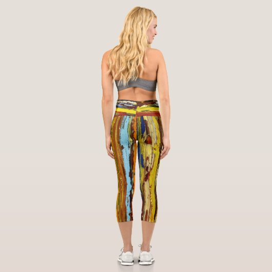 Leggings Capri Flux de peinture verticale Abstraits (Verso)