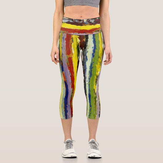 Leggings Capri Flux de peinture verticale Abstraits (Recto)