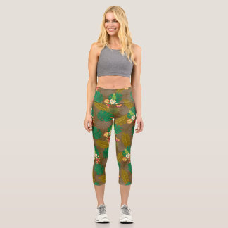 Leggings Capri Foliage tropical Brown été