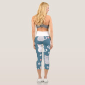 Leggings Capri Fond de motif mignon de chats (Verso)