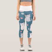Leggings Capri Fond de motif mignon de chats (Recto)