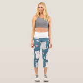 Leggings Capri Fond de motif mignon de chats (Recto)