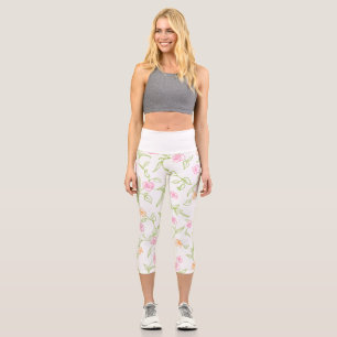 Leggings Capri Fond de roses dessinées à la craie