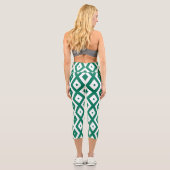 Leggings Capri Forest green and white diamond pattern (Verso)