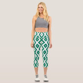 Leggings Capri Forest green and white diamond pattern (Recto)