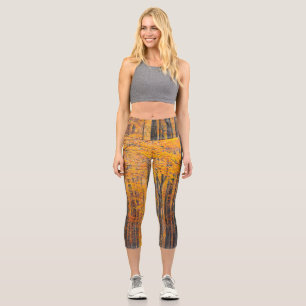 Leggings Capri Forêt d'automne d'or étonnante