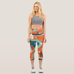 Leggings Capri Forêt d'oies : Scène Vintage de la nature