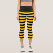 Leggings Capri Forme d'abeille à rayures noire et jaune - (Recto)