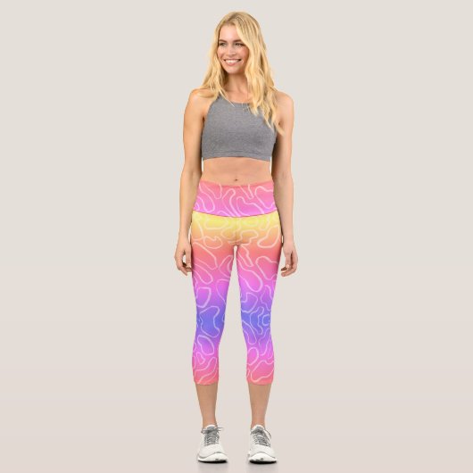 Leggings Capri forme géométrique blanche Abstraite (Recto)