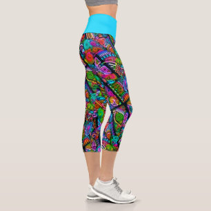 Leggings Capri Formes abstraites très colorées art 10