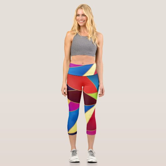 Leggings Capri Formes géométriques colorées (Recto)