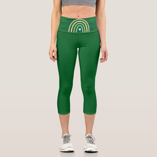 Leggings Capri Four Leaf Clover Rainbow St Patrick's Day (Recto)
