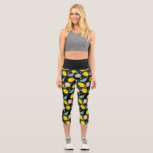 Leggings Capri Fraîches Citron Citron Motif (Recto)