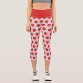Leggings Capri Fraise D'Été Rose Et Rouge (Recto)