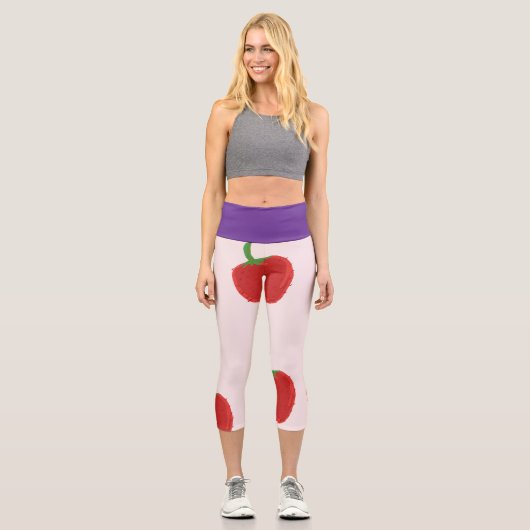 Leggings Capri fraise peinture capri (Recto)