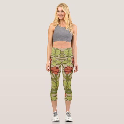 Leggings Capri Frieze Bordure Art Nouveau Floral (Recto)
