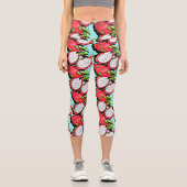 Leggings Capri fruit de dragon rouge (Recto)