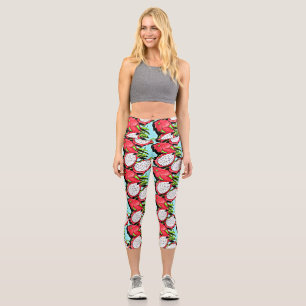Leggings Capri fruit de dragon rouge