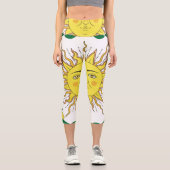 Leggings Capri Fruits de citron tropicaux, Face Soleil. (Recto)