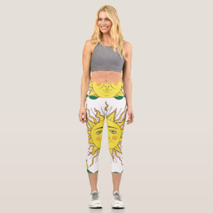Leggings Capri Fruits de citron tropicaux, Face Soleil.