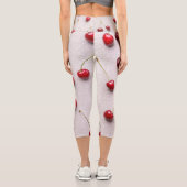 Leggings Capri Fruits rouges vifs sur toile blanche (Verso)