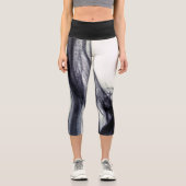 Leggings Capri Fumée Abstraite noire et blanche (Recto)