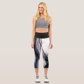 Leggings Capri Fumée Abstraite noire et blanche (Recto)