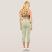 Leggings Capri fun abstrait art pâle jade vert et blanc (Verso)