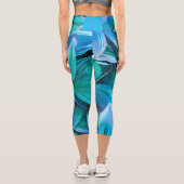 Leggings Capri fun abstrait nature art bleu turquoise et vert (Verso)
