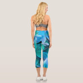 Leggings Capri fun abstrait nature art bleu turquoise et vert (Verso)