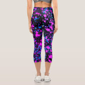 Leggings Capri Fun Bright Paint Splash Rose Turquoise Cobalt Bleu (Verso)