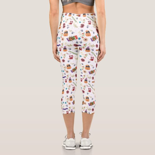 Leggings Capri Fun Casquette violet Catoween, mignon Citrouille o (Verso)