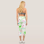 Leggings Capri Fun flamants roses et vignes vertes (Verso)