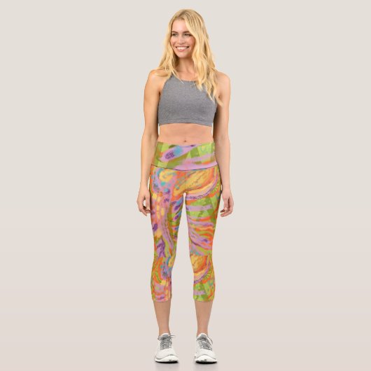 Leggings Capri Fun heureux couleur haute taille Capris (Recto)