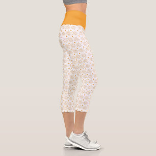 Leggings Capri Fun Orange White Hand Drag Smile Face Soleil