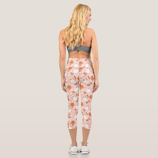 Leggings Capri Fun Retro Ghost & Jack-O-Lantern Motif (Verso)
