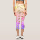 Leggings Capri Fun rose violet jaune coeur or Motif (Verso)