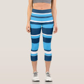 Leggings Capri Funky Abstrait Art clair Bleu foncé Blanc (Recto)