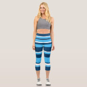 Leggings Capri Funky Abstrait Art clair Bleu foncé Blanc (Recto)