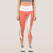 Leggings Capri Funky Abstrait Art Coral Blanc (Recto)