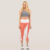 Leggings Capri Funky Abstrait Art Coral Blanc (Recto)
