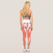 Leggings Capri Funky Abstrait Art Coral Blanc (Verso)