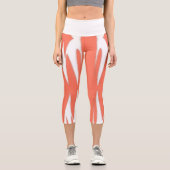 Leggings Capri Funky Abstrait Art Coral Blanc (Recto)