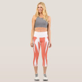 Leggings Capri Funky Abstrait Art Coral Blanc (Recto)