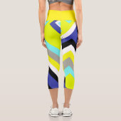 Leggings Capri Funky Abstrait Art Jaune Pastel Thème (Verso)