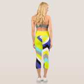 Leggings Capri Funky Abstrait Art Jaune Pastel Thème (Verso)
